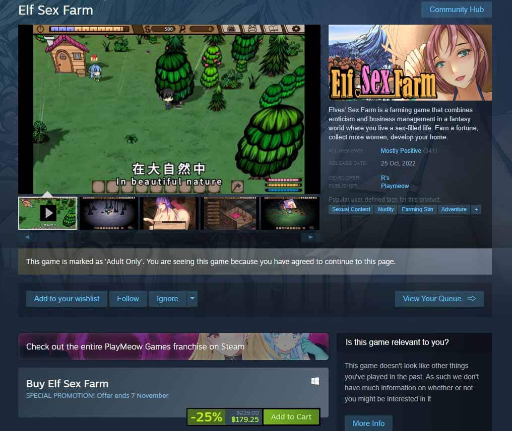 Elf Sex Farm เกมทำฟาร์มสุดเร้าอารมณ์ สำหรับผู้ใหญ่ กำลังลดราคาบน Steam