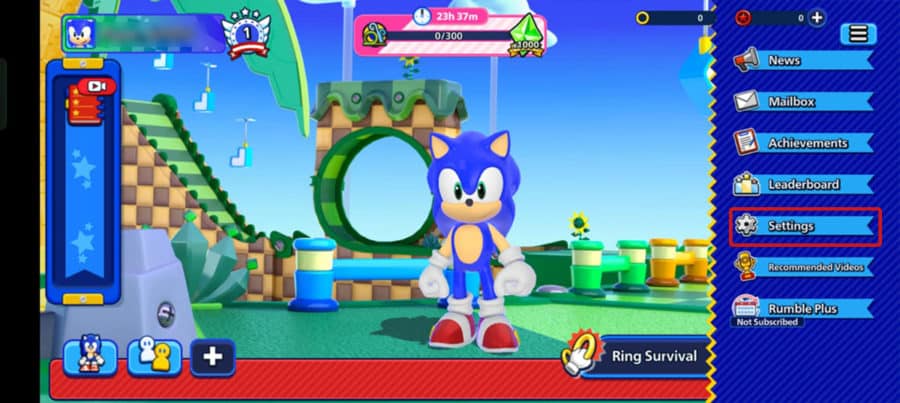 Sonic Rumble เปลี่ยนภาษา